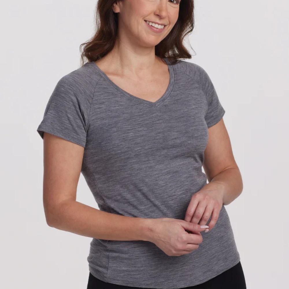 Woolx Mia Merino Wool purple Blend V-Neck T-Shirt